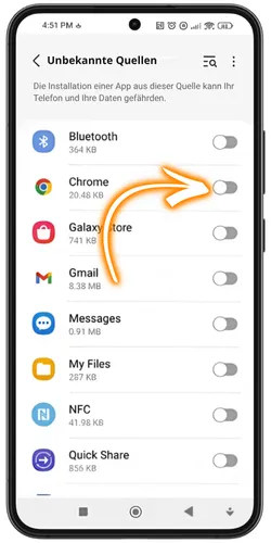 Sicherheitseinstellungen im Android-Menü