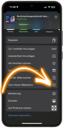 Safari Freigabe-Optionen auf dem iPhone