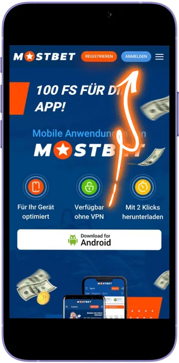 Mostbet „Anmelden"-Schaltfläche finden