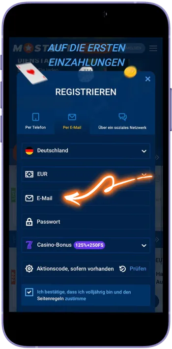 Mostbet E-Mail eingeben:
