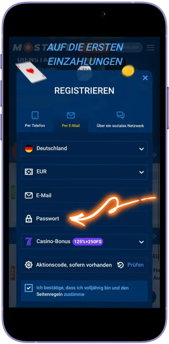 Mostbet Passwort festlegen